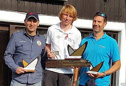 Sieger des Lasermatchraces von links Darius Fekri, Felix Laukhardt, Rüdiger Amann.